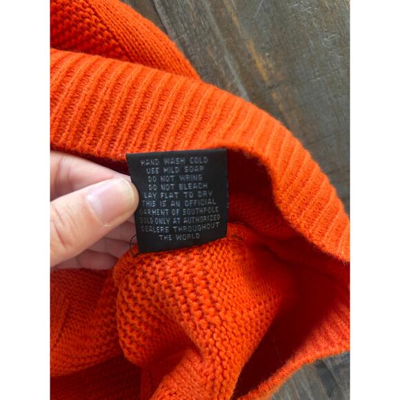 GORICH Orange Knit Sweater Size XXL Unique 5 0 Pattern Turtle Neck Oversized - Picture 3 of 9
